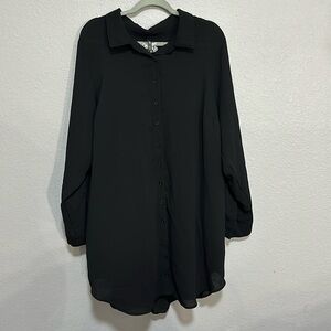 Torrid Mini Crepe Button-Down Coverup Shirt Dress